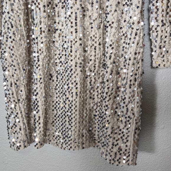 Sanctuary Women’s Dress Small Night Luxe Party Mini Sequin Long Sleeve Mock Neck - Picture 5 of 15